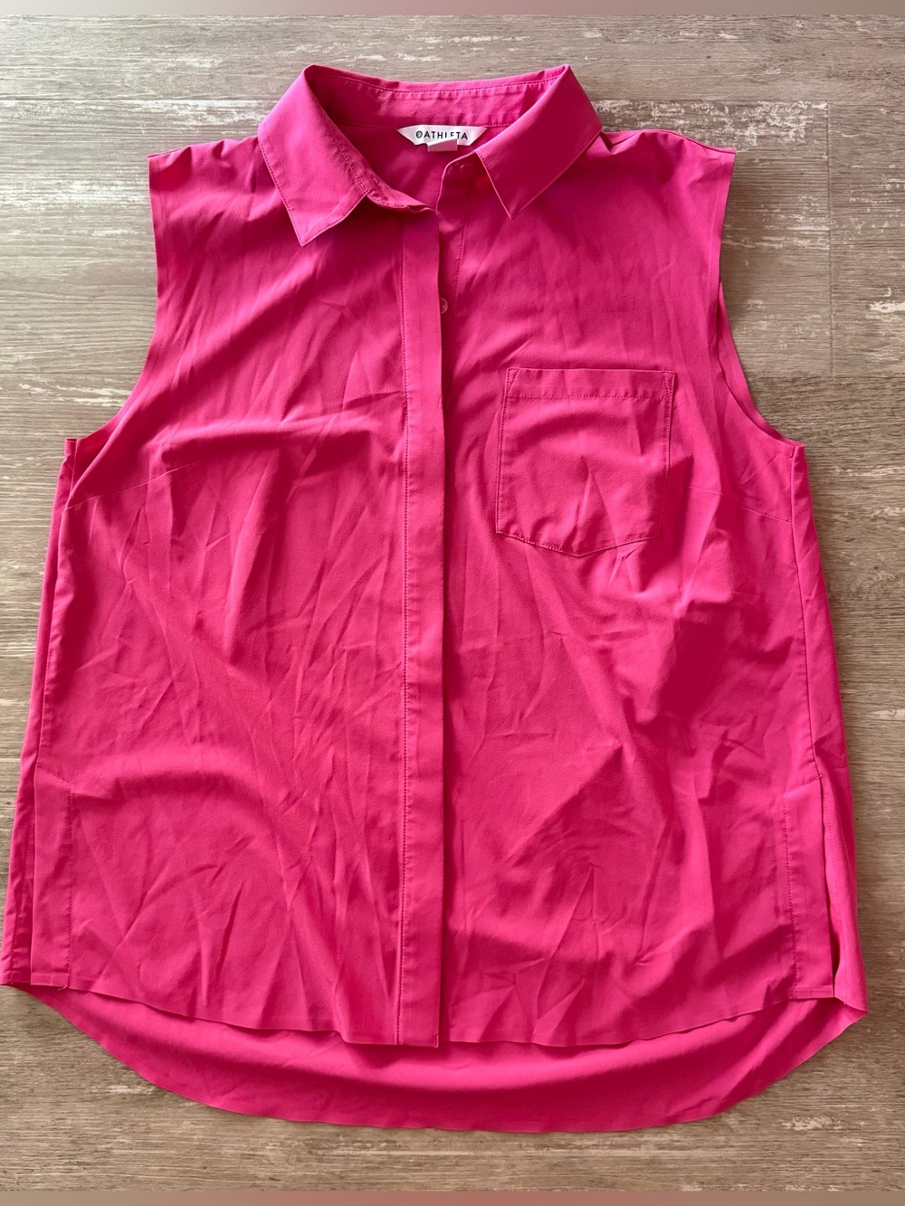 Athleta Everlasting Tank pink EUC women’s medium collared sleeveless button down